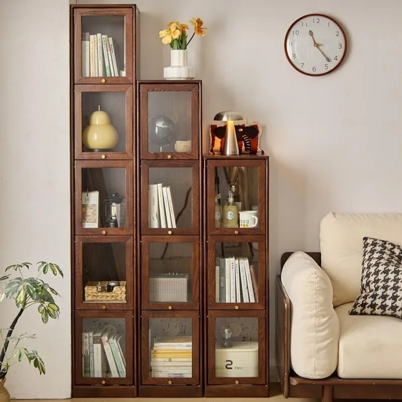 */-Solid Wood Narrow Bookcase, Flap Door Narrow Cabinet Side Cabinet 30cm Crevice Locker Integrated Against The Wall Student Hou