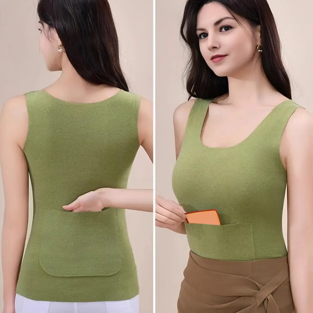 Winter Bottoming Shirt with Pocket Thermal Underwear German Velvet Long-Sleeved Basic T-Shirt Heating Fiber Thermal Top