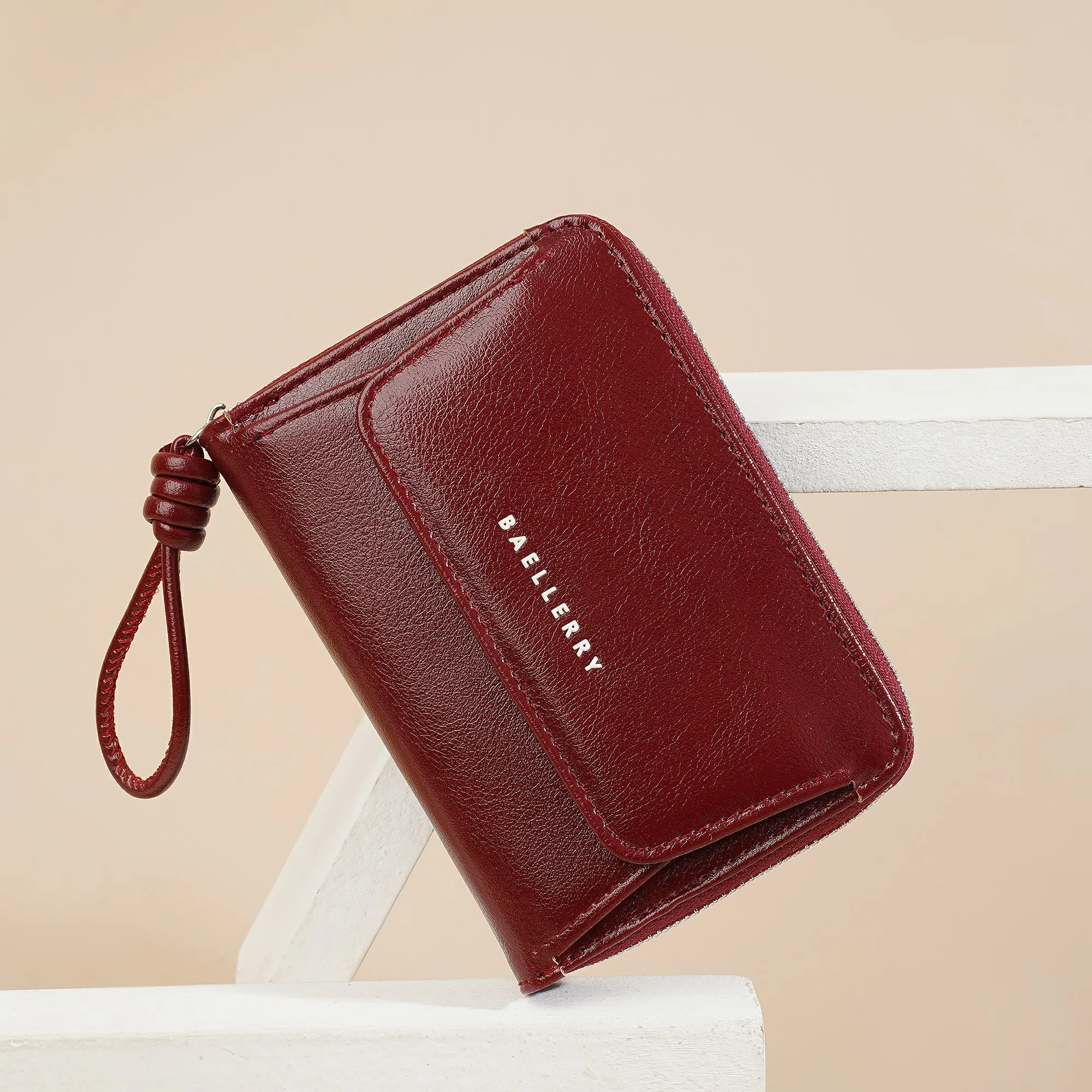 Baellerry Damen-Geldbörse mit kurzem Reißverschluss und Handschlaufe, 7 Kartenfächer, Ausweisfenster, Münzfach, minimalistisch, tragbare Geldbörse, kleine Alltagsgeldbörse, Geschenk für Mädchen – Detail 9