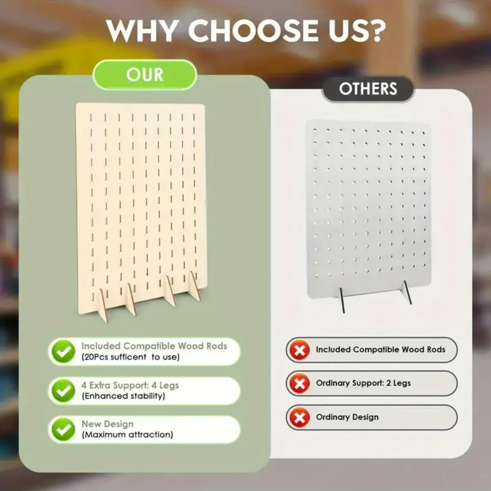New Display Pegboard Earring Holder with Base Large Capacity Stud Earring Organizer Durable Wooden Jewelry Display Stand