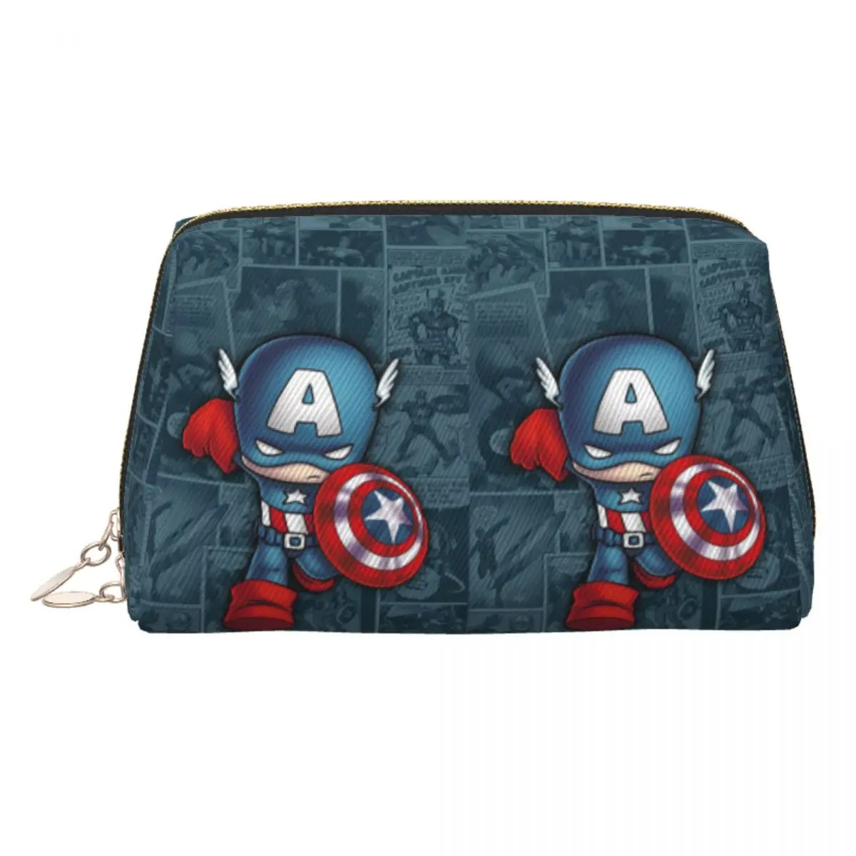 

Custom Travel Cute Captain America Shield Comic Toiletry Bag Kawaii Makeup Cosmetic Organizer Women Beauty Storage Dopp Kit Case