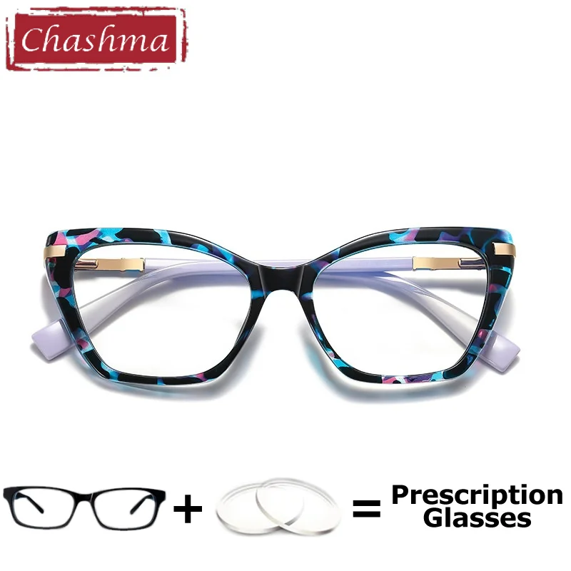 Chashma Women Eyeglasses Cat Eye Prescription Ready Eyewear TR90 Glasses Frame Spring Hinge Eyewear Female Reading Glasses