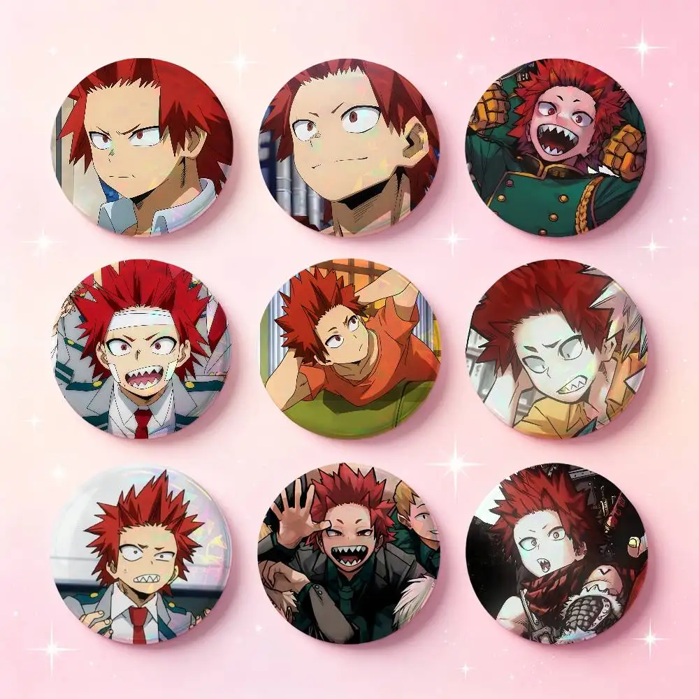 Eijiro Kirishima Anime Figure Badges 25 32 44 58 75 Mm Round Cosplay Pin Bag Decor Fans Collect Friends Gifts Brooch Souvenir