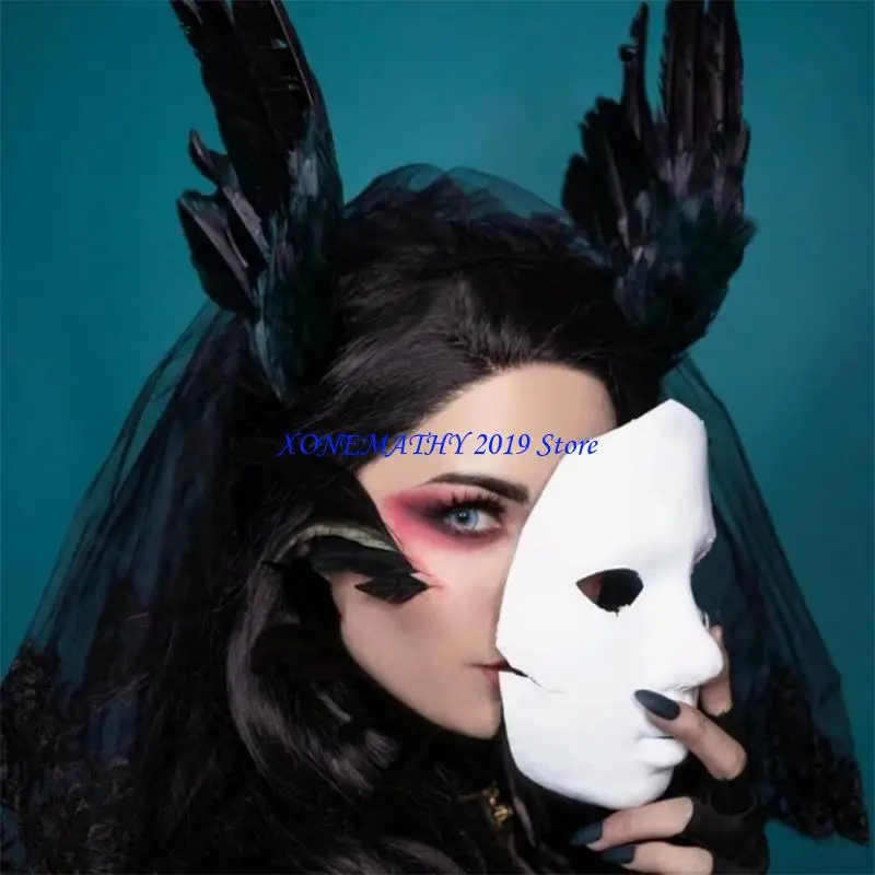 

F42F Gothic Fascinator Wing Clip for Women Flapper Headpiece Accessories for Cosplay Party Delicate Clip