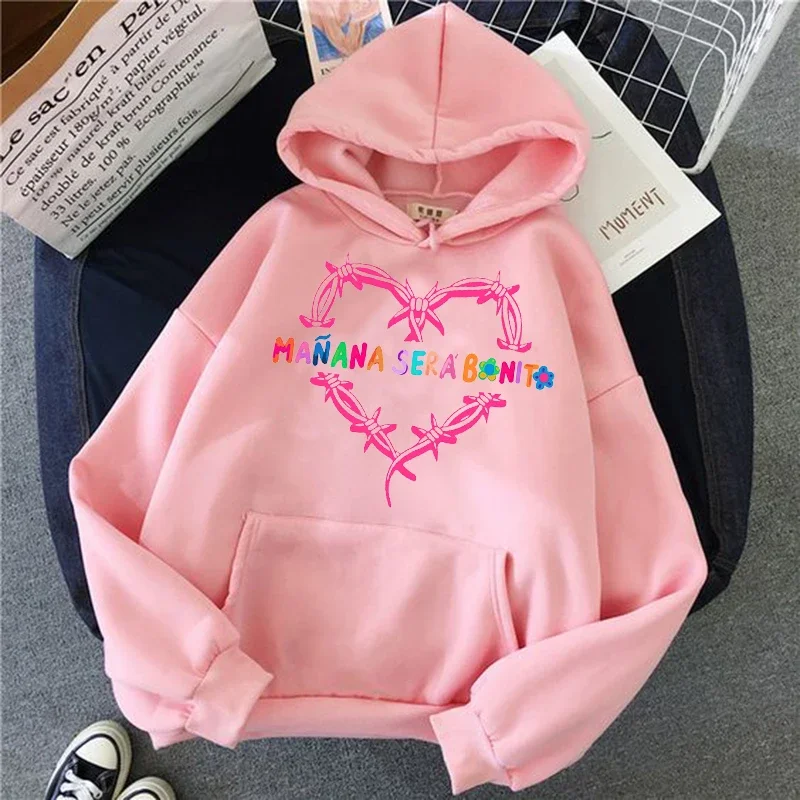 Karol G Heart Hoodies Women Men Manana Sera Bonito Sweatshirts Tomorrow Will Be Nice Graphic Pullovers Funny Streetwear Clothes