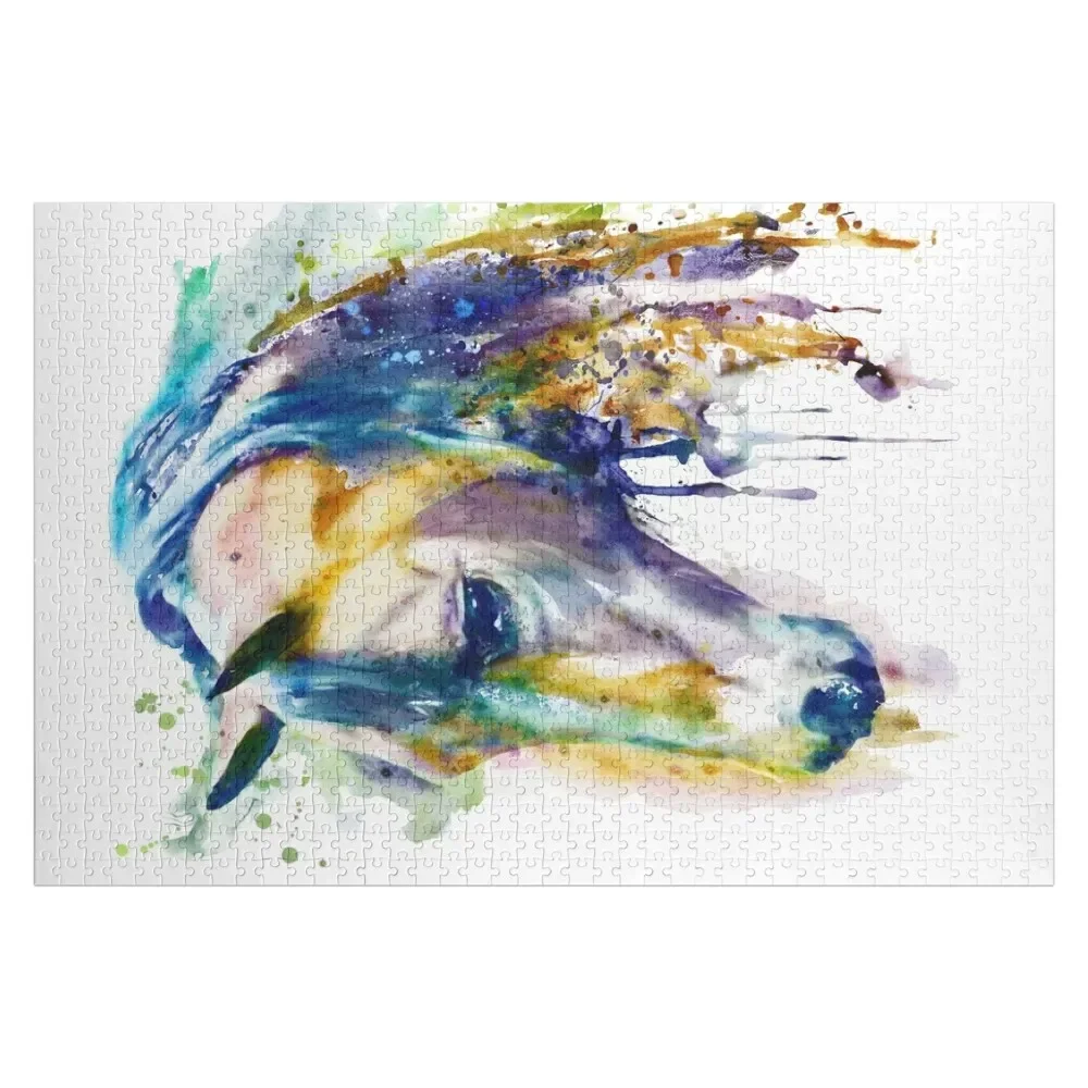 Puzzle aquarelle tête de cheval pour enfants, jeu personnalisé pour enfants, cadeaux personnalisés