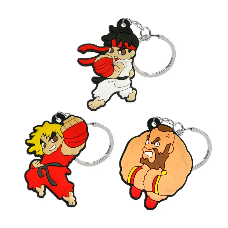 1PCS PVC Key Chain Strong & Cool Fist Mold Cartoon Figure Vivid Key Ring Key Holder Keychains Charms Fit Boy Gift Keys Pendants