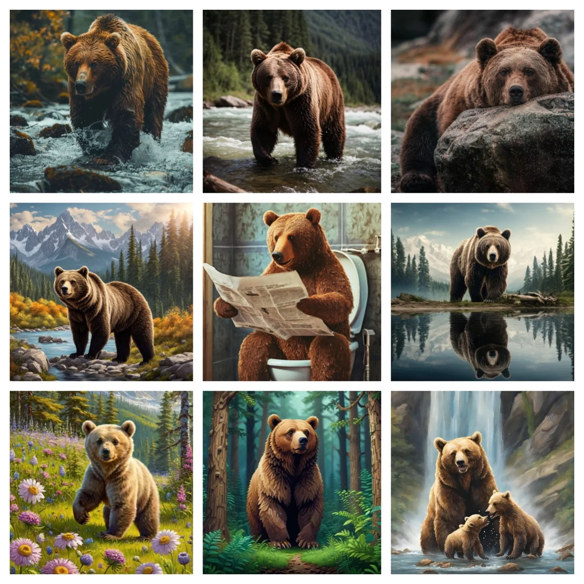 

5D Diamond Painting Brown Bear Animals Mural DIY Diamond Embroidery Cross Stitch Adult Hand Gift Mosaic Bathroom Home Wall Decor