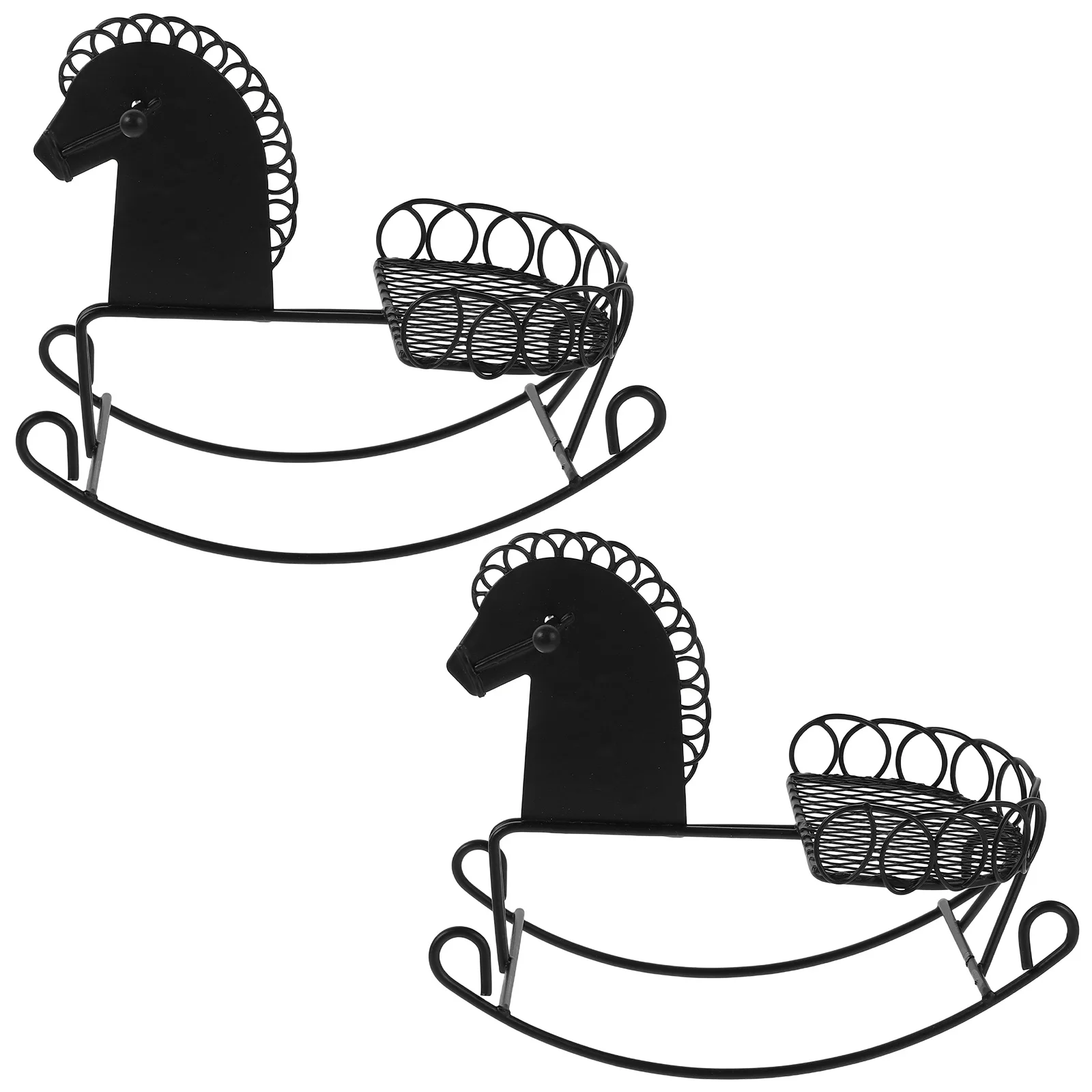 

2Pcs Miniature Rocking Horse Set Fine Craftsmanship for Dollhouse Decor Kids Creativity Portable Metal Design Ideal Photography