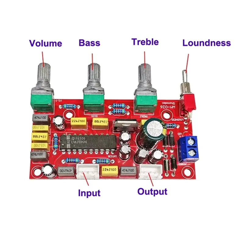 A51I Lm1036 Op-Amp Hifi Pre Amplifier Preamplifier Volume Tone Treble Bass Loudness Control Board Preamp Finished