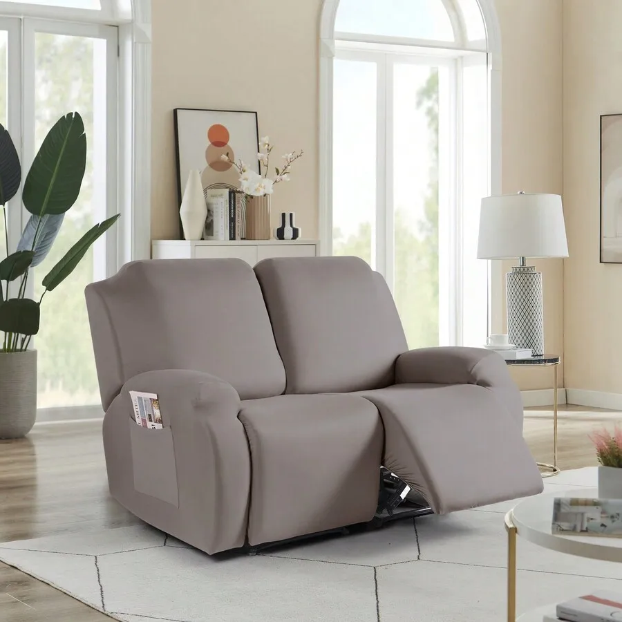 1/2/3 Seat Solid Recliner Sofa Covers, Polyester Fabric Stretch Recliner Couch Covers For Chair Cover, Soft Washable Furniture P
