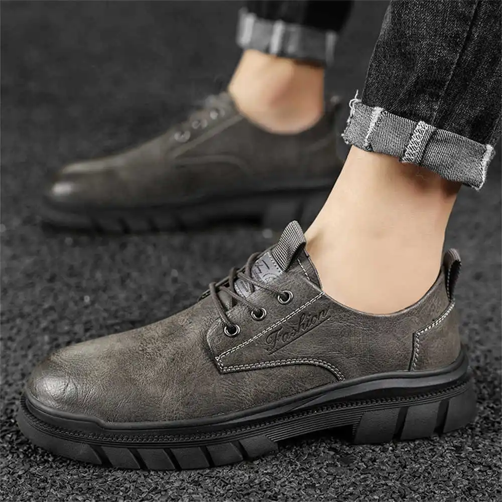 Gray Genuine Leather 46 Size Sneakers Casual Boots Models Men Shoes Orange Sports Losfers Interesting Super Sale Low Prices
