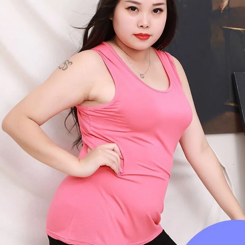 XL to 8XL Plus size Modal tank tops solid color Loose sleeveless Tshirts Large size tee tops summer Vest all match