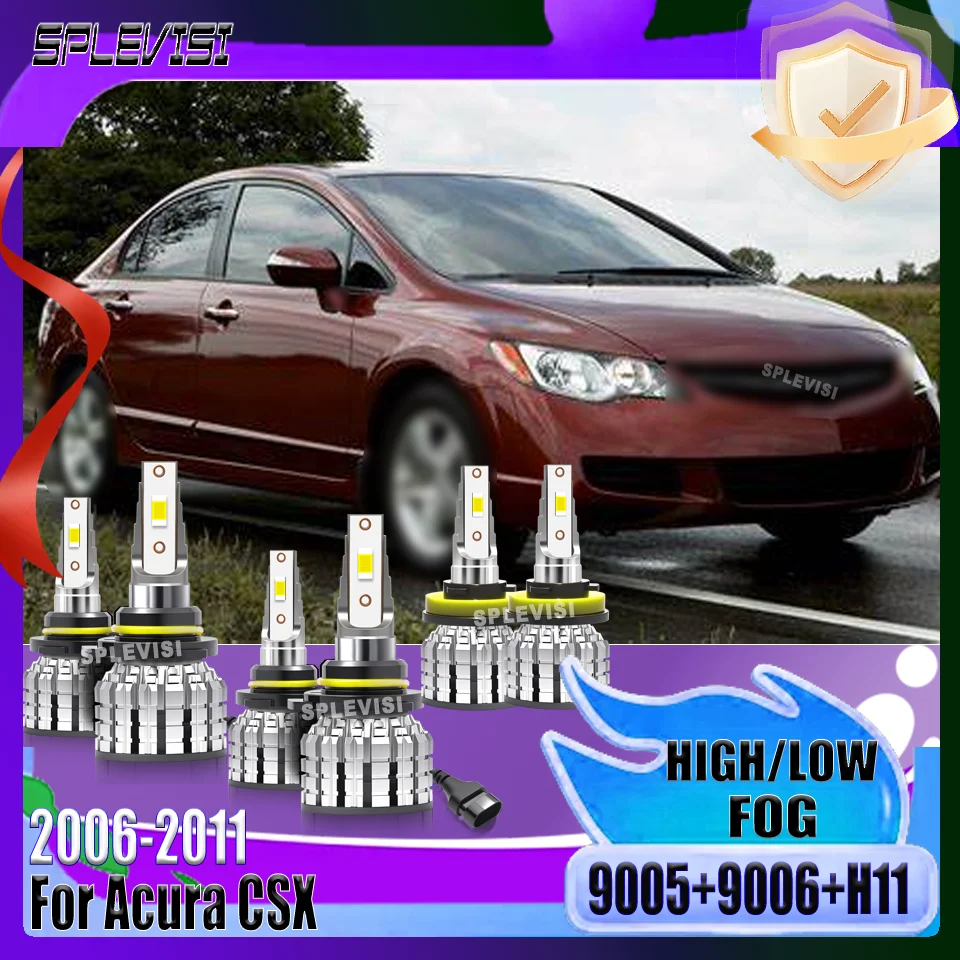 

Waterproof And Dustproof SPLEVISI Car Light LED Headlight Foglamp Beam Bulbs Combo For Acura CSX 2006 2007 2008 2009 2010 2011