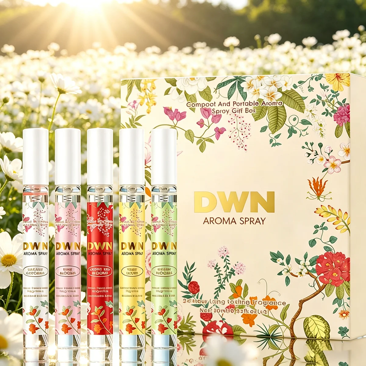 5 Piece Flower Perfume Gift Set, Long Lasting Elegant Charming Fragrance Spray For Women And Men, Romantic Pheromones 10ml
