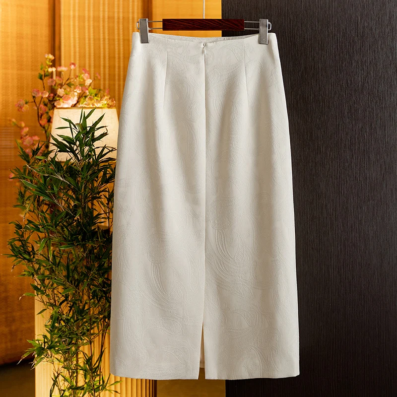National Style Jacquard Satin Skirt for Women, Autumn 2026 New Model, Elegant and High-End New Chinese Style High-Waisted A-Line Long Skirt