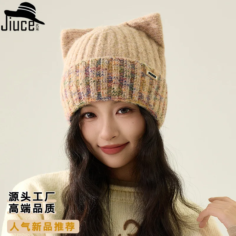 

Steamed cat-ear Shaped Bread Wool Hat Women Autumn Winter Warm Lovely Knit Hat Thick Versatile Cold Hat Cap 4m742