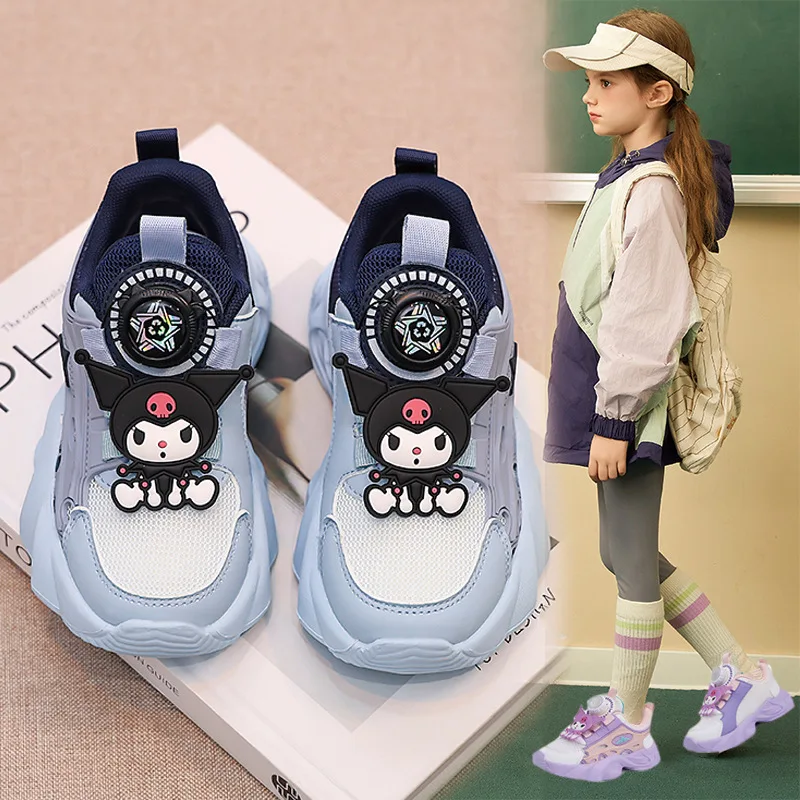 

Kids Chunky Sneakers Rotating Button Lace-Free Breathable Mesh Lightweight Non Slip Wear Resistant Casual Running Sports Shoes