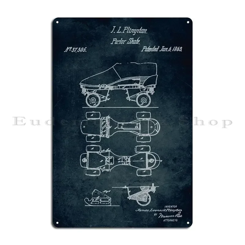 No228 - 1863 - Parlor Skate - Inventor J. L. Plimton Metal Plaque Cinema Club Printed Retro Design Tin Sign Poster
