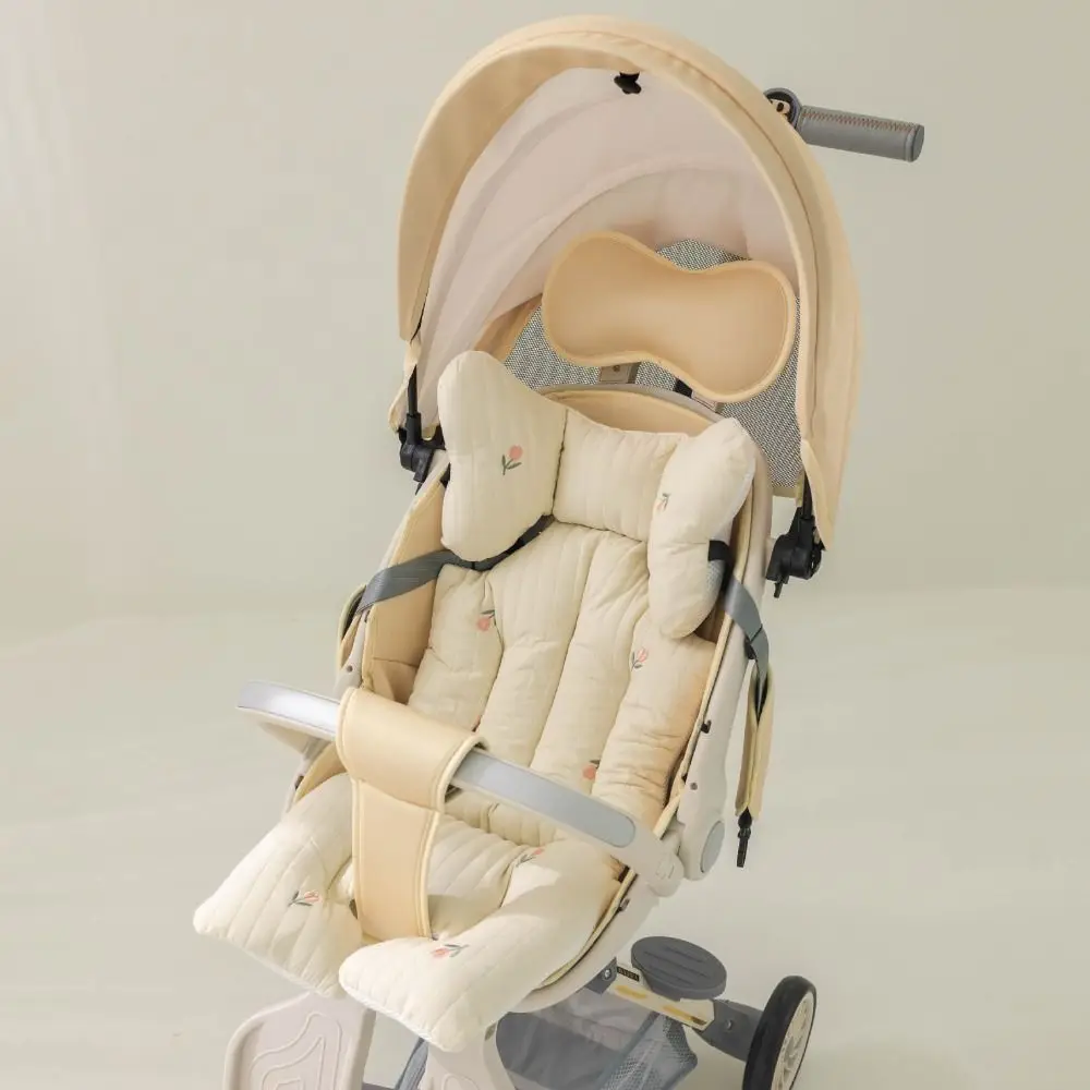 

Breathable Stroller Seat Cushion Cotton Thicken Cart Mattress Embroidery Four Seasons Universal Pram Accessories