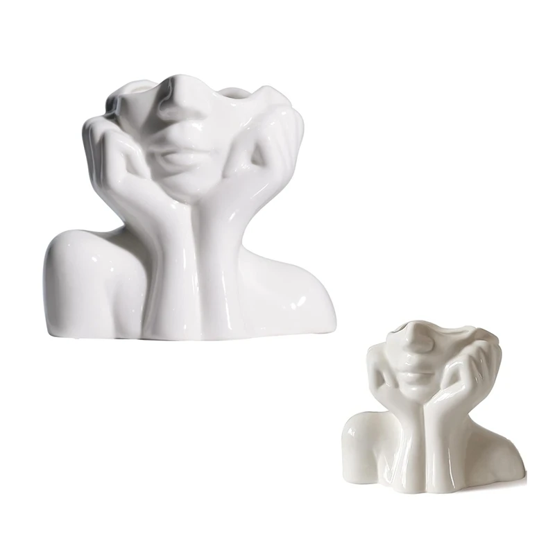 

Ceramic Face Vase Set Kit For Decor Female Form Face Vase Art Vase Modern Decorative Vase Centerpiece