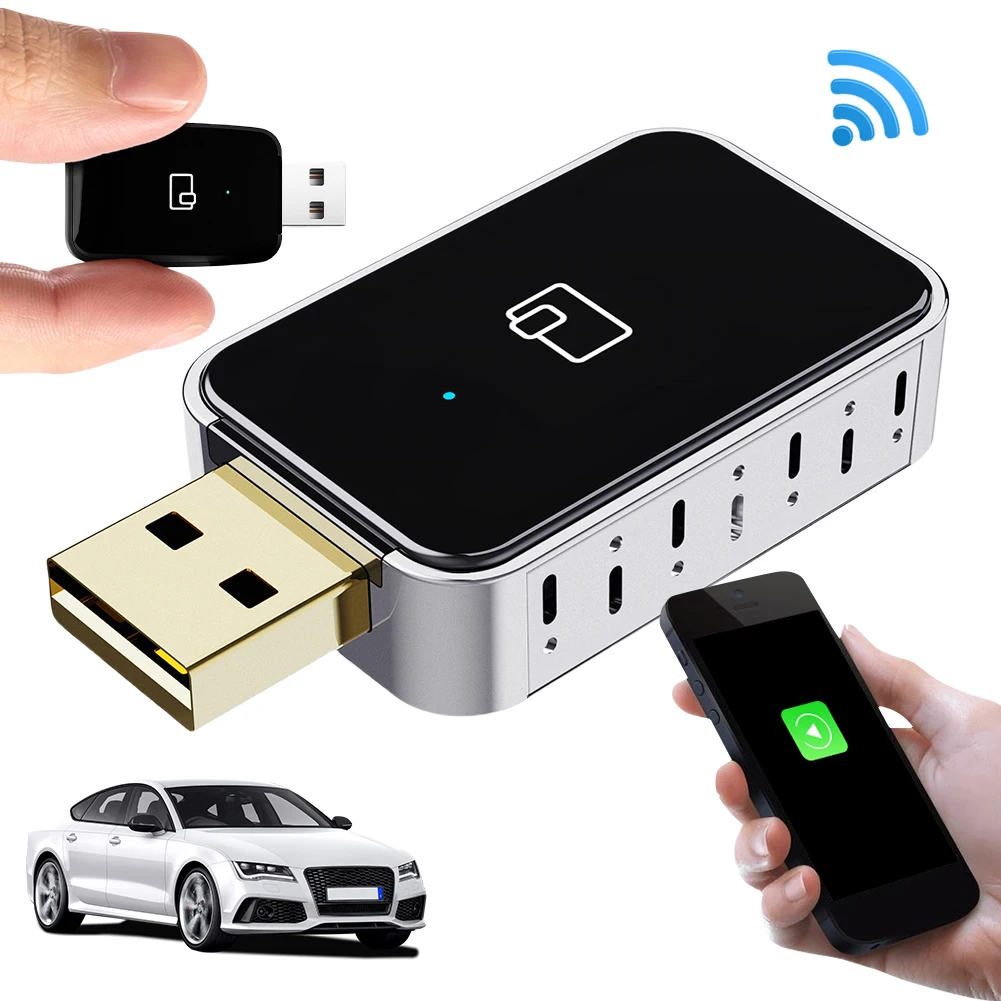 

Wireless CarPlay Android Auto Wireless Carplay Dongle Plug and Play 2 In 1 AI Box Voice Assistant for Wired CarPlay Android Cars
