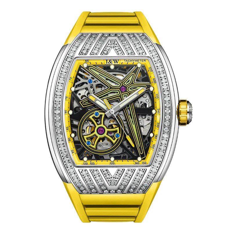 IW Fashion Mens Automatic Mechanical Watches Luxury Sport Waterproof Men Wristwatch Luminous Skeleton Clock reloj hombre