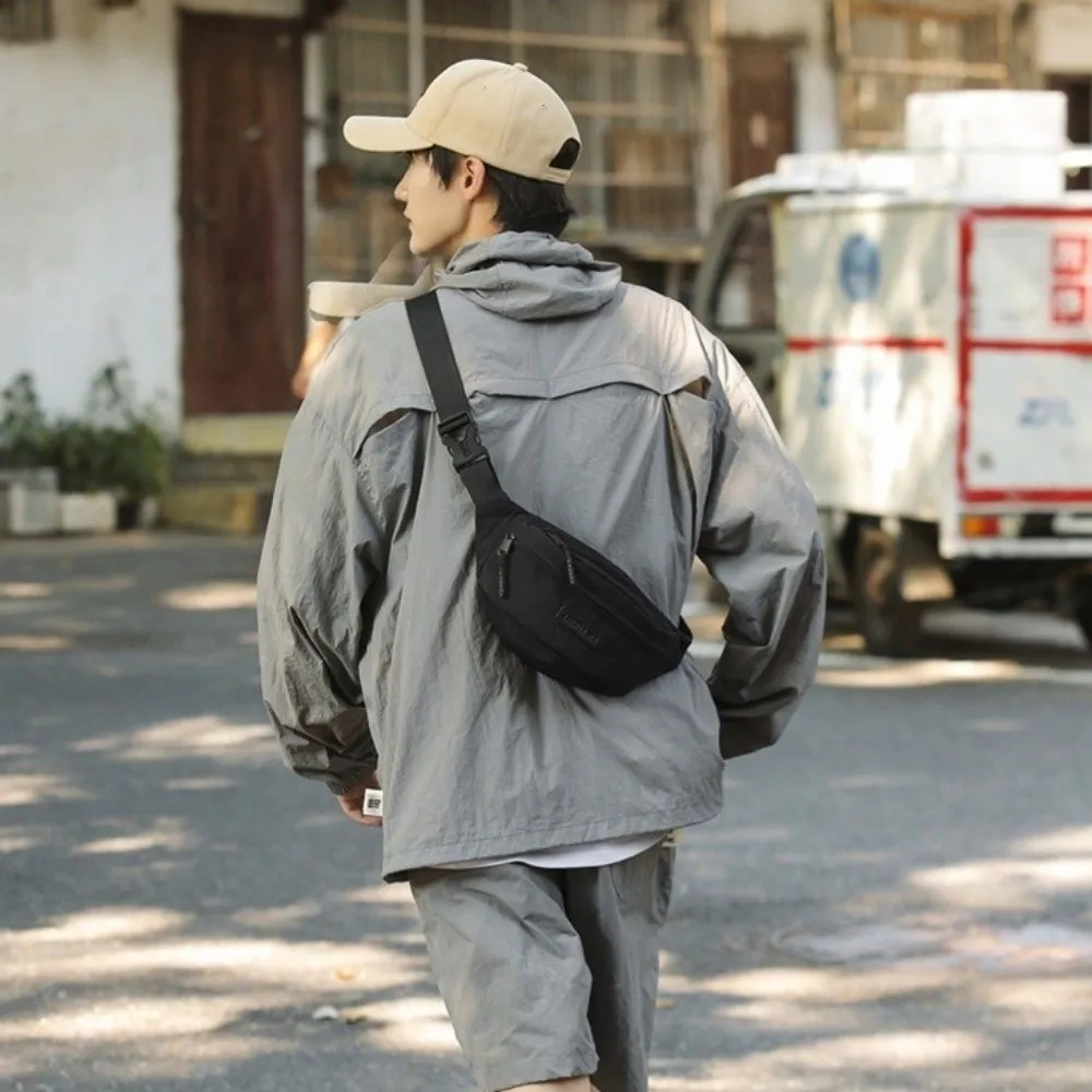 

Прочная повседневная мужская нагрудная сумка большой вместимости, водонепроницаемая нейлоновая сумка через плечо, дышащая городская сумка-бананка унисекс