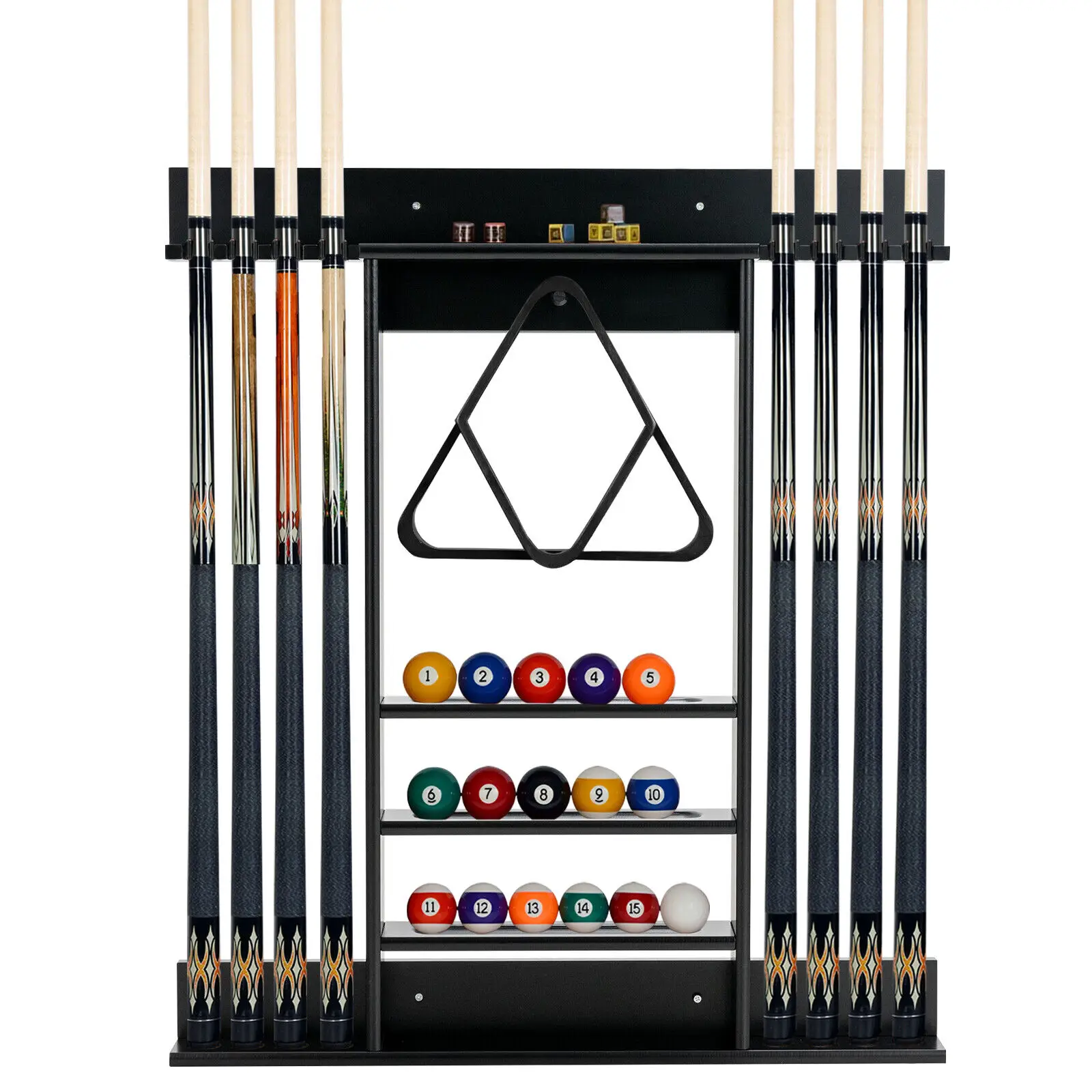 Costway Billiard Cue Rack Only Wall-mounted Billiard Stick Holder Wall Pool Stick Holder