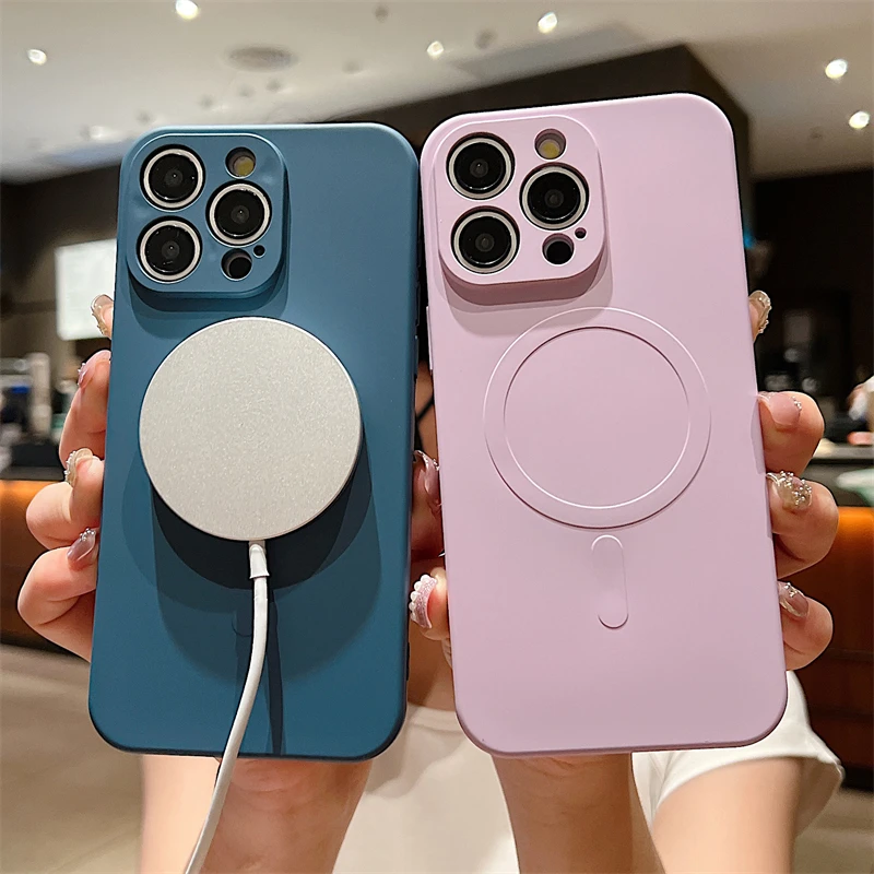 Liquid Silicone For Magsafe Magnetic Wireless Charge Case For iPhone 16 15 14 Plus 11 12 13 Pro Max XS XR Shockproof Soft Cover