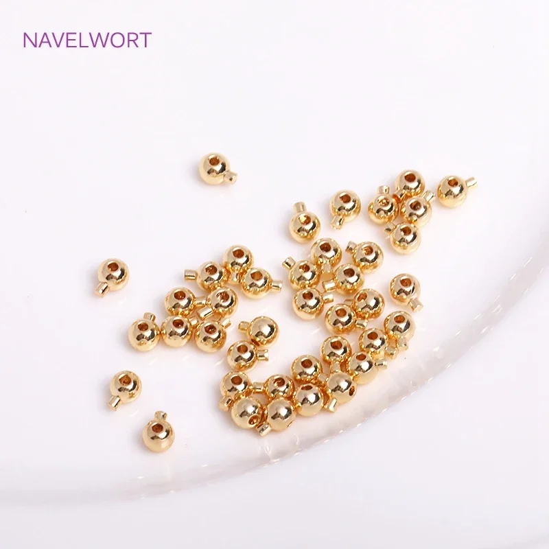10pcs/20pcs Crimp & End Beads 14k/18K Gold Plating Beading Cord Stopper End Beads Fastener DIY Jewelry Accessories Wholesale