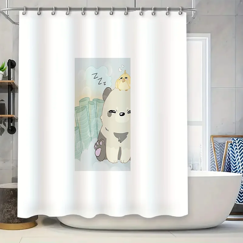 

Cute Panda Bathroom Shower Curtain Set Waterproof Forest Animal Decor Teen Boy Girl Shower Curtains Vintage Nature Backdrop