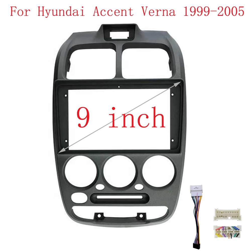 HAOCHEN 2 DIN 9 Inch Car Frame Fascia Adapter For Hyundai Accent Verna 1999-2005 Android Radio Dash Fitting Panel Kit