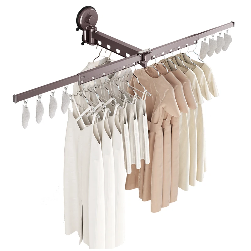 

Wall Mounted Folding Clothes Racks Vacuum Suction Cup Laundry Clothes Drying Rack Aluminium Racks