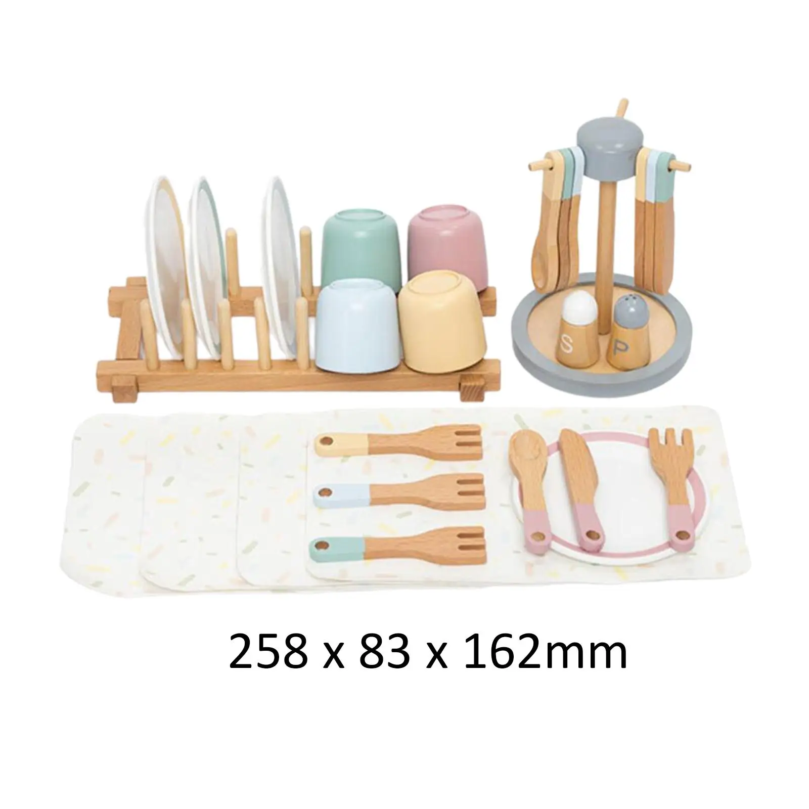 Ensemble de jeu en bois pour les tout-petits, assiettes jouets, plats, fourcommuniste, jeu de simulation