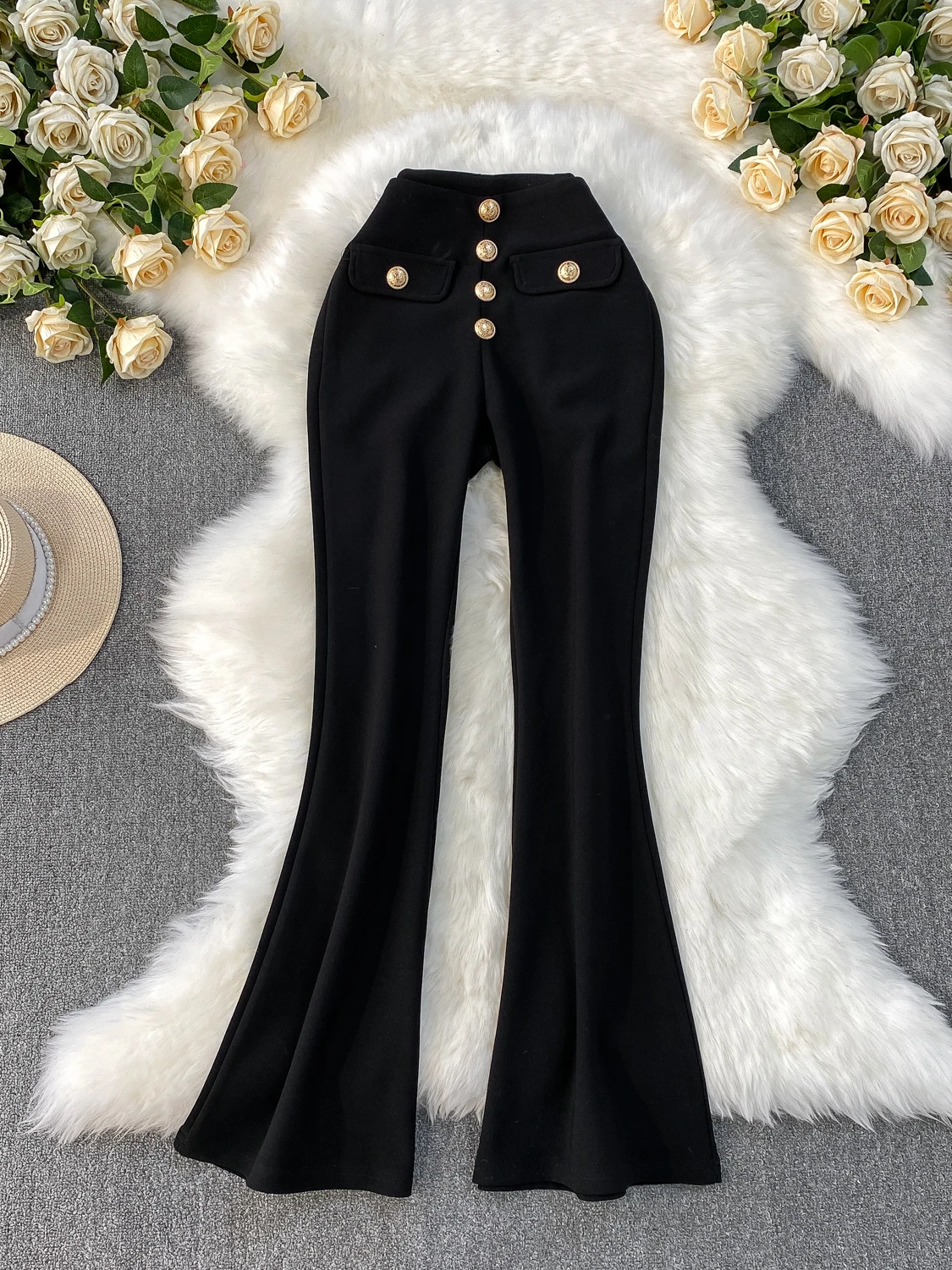 White Micro-pull Pants Women's Spring and Summer New High-waisted Metal Button Slim-fitting Mopping Trousers Drape Suit Pants