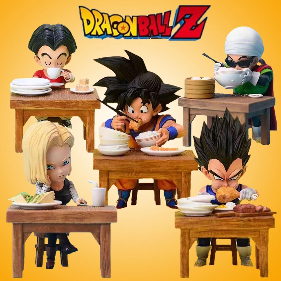 8cm Dragon Ball Z Figures Vegeta Anime Figure Son Goku Figurine Krillin Android 18 Dining Scene Pvc Action Models Kids Toy Gifts