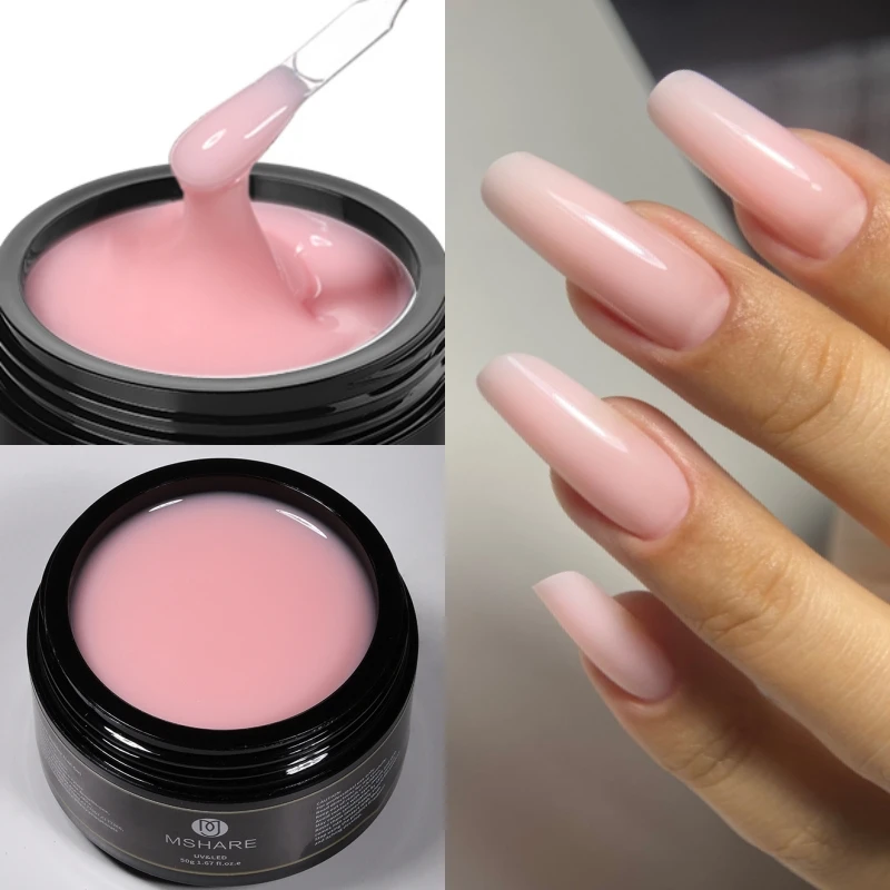 

MSHARE 50ml Pink Nails Gel Builder Nalil Extension Hard Thick Self Level strengthen Construction UV Led Professional Manicure