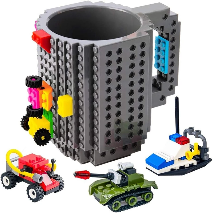 Bloques de construcción de 350ML, taza de café construcción de ladrillo, taza divertida, tazas de agua para niños, hervidor para beber DIY para regalo de cumpleaños