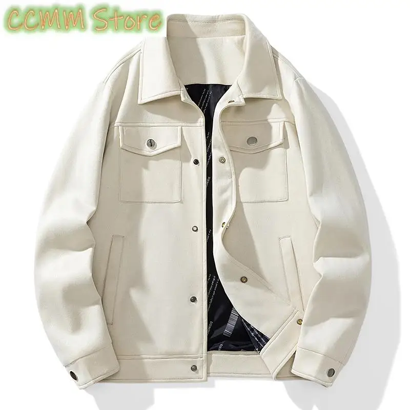 Suede Jacket Men Fashion Autumn Winter Cargo Jackets Casual High Street Wear Man Outwear Men's Coats Clothing Top