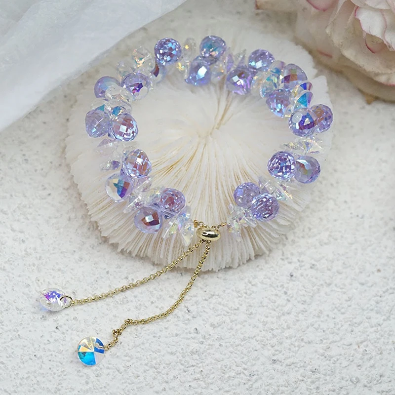 New Artificial Austria Crystal Bracelet Fashion Shiny Stone Beads Elasticity Rope Strand Bracelets for Women Jewelry image 5