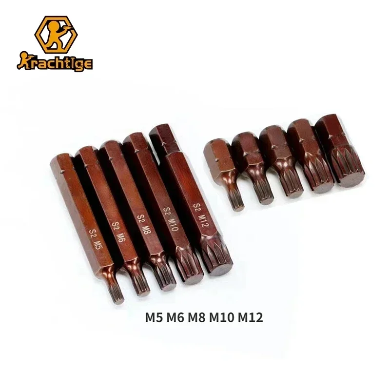 Krachtige Set Obeng Torx ujung dua belas, alat obeng 30mm/75mm M5 M6 M8 M10 M12