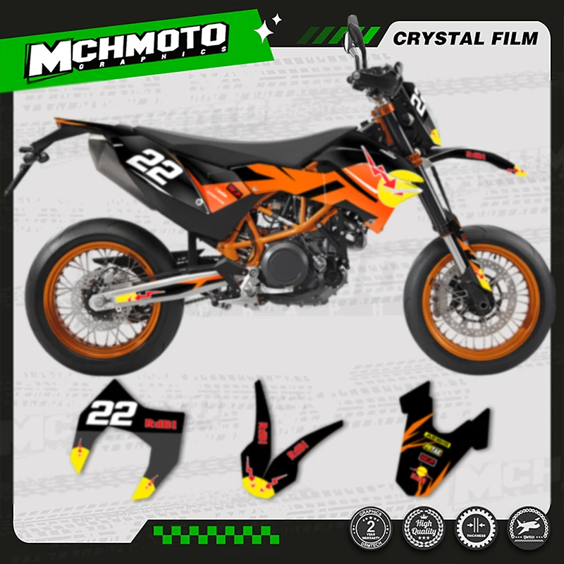 MCHMFG موتوكروس الرسومات خلفية الشارات ملصقات أطقم ل KTM SMC-R 690 2012-2018 اسم الرقم مخصص #2