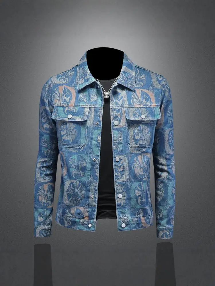 

Slim Fit Casual Denim Jaet for Men Spring Autumn New Korean Sle Embroidered Collar Jaet Stand Fit Youth ular