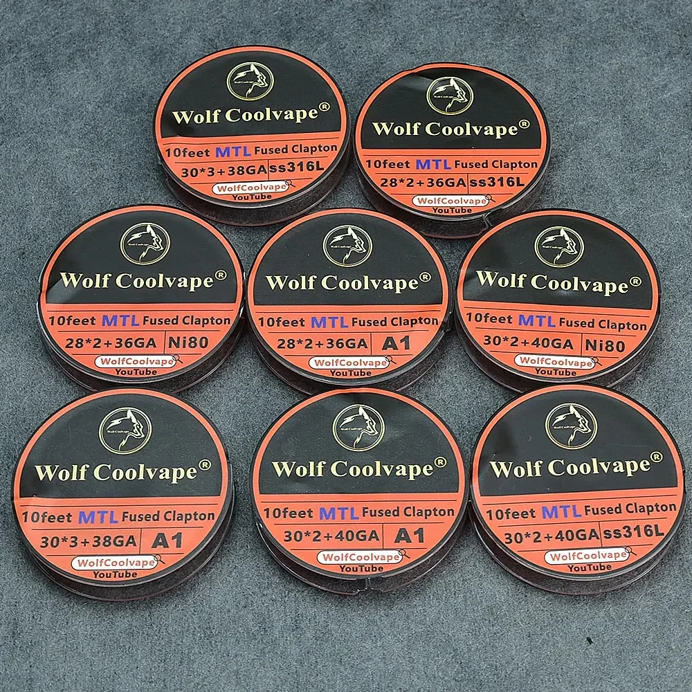 Wolfcoolvape Fused Clapton Wire MTL 10 Feet NI80 A1 SS316L Coil Wire for Kayfun X RTA MTL RDA RBA Vape DIY Rebuildable