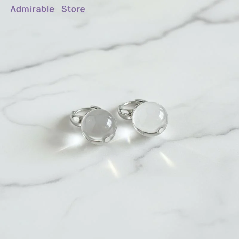 w2026 Transparent Round Ball Pendant Earring Hooks Korean Fashion Jewelry For Girls Women's Daily Party Wear Versatile Accessory