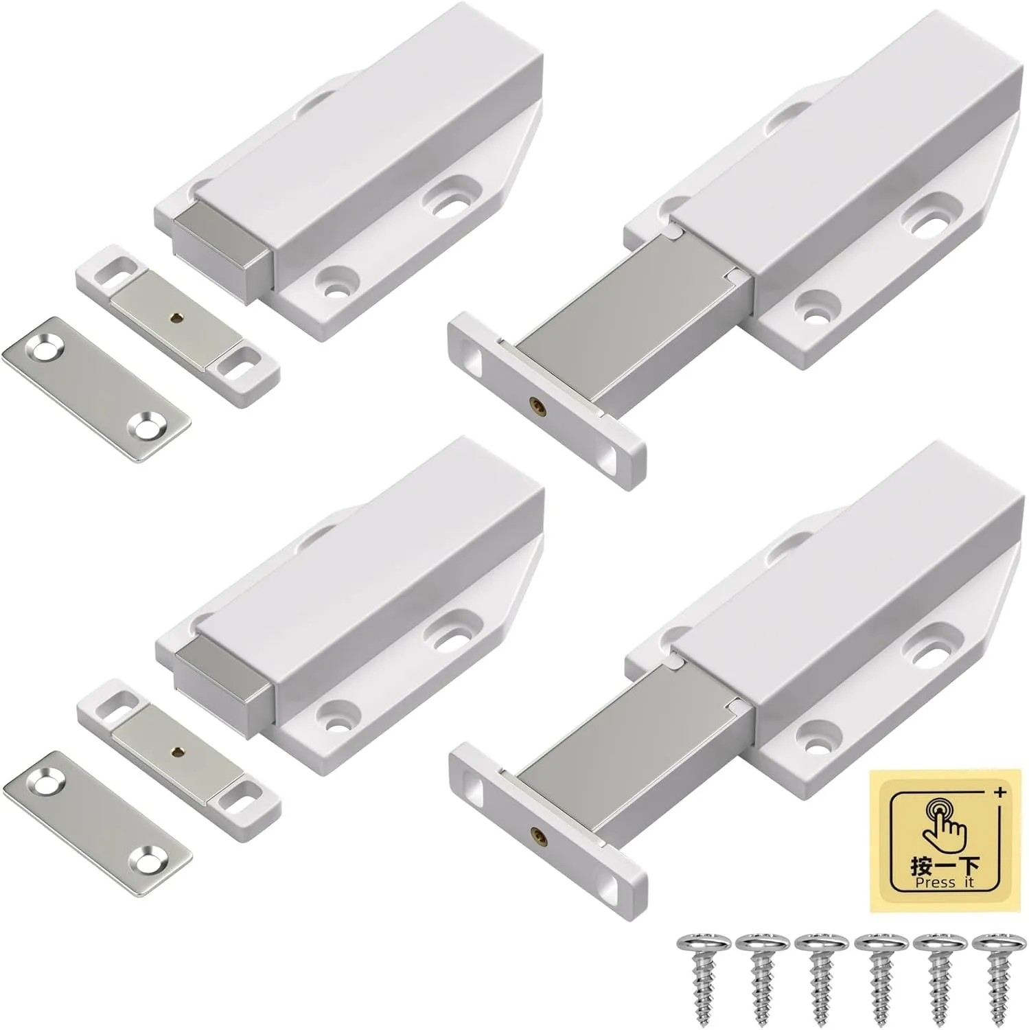 Push Heavy Duty 4 Pack Push to Open Cabinet Hardware Magnetic Contact Latches for Large Door Push