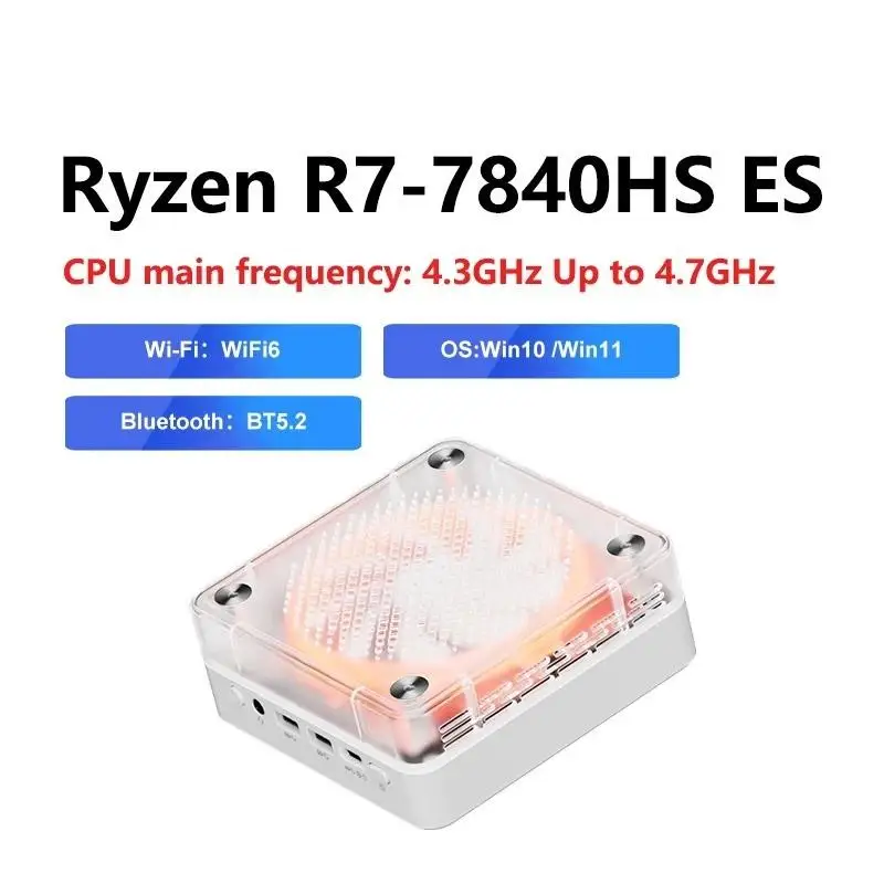 Top AMD Ryzen7 R7 7840HS ES MINI PC Windows 11 8Cores 16Threads DDR5 4800Mhz 256/512GB M.2 SSD WIFI6 BT5.2 Desktop pc game