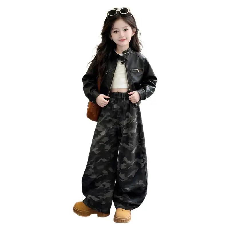 Kids Top Big Kids Spring Autumn Cool Stylish Faux Leather Jacket Short Windproof Warm Coat Outerwear Streetwear Teenage Fashion