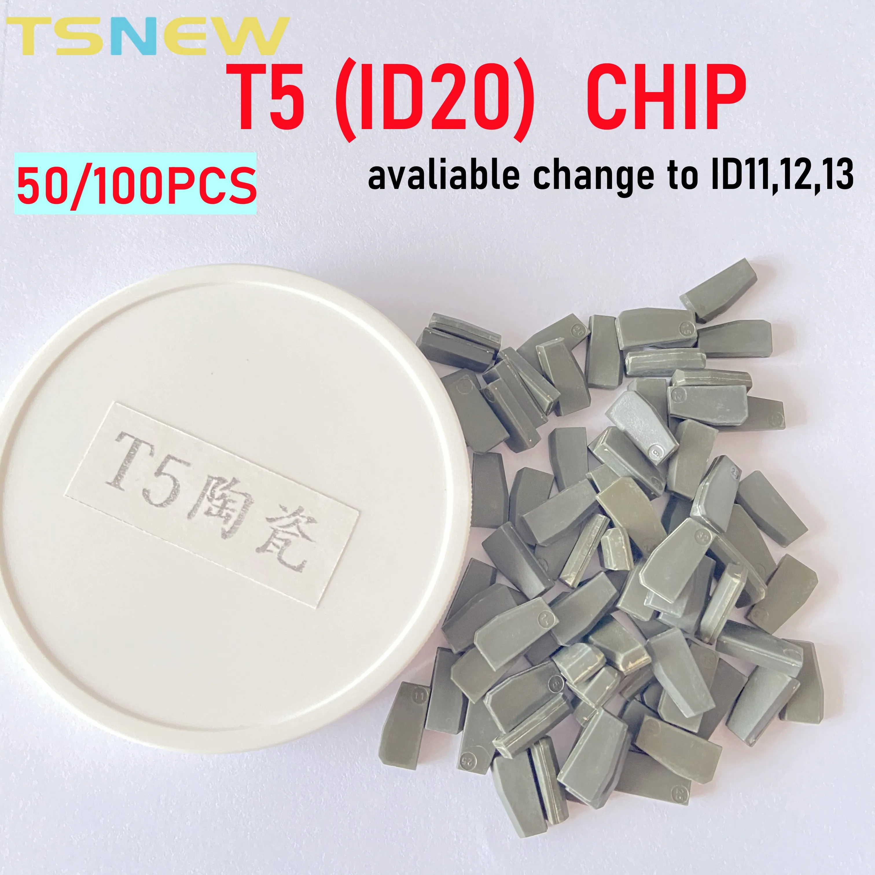 

50/100pcs original T5 ID20 Carbon Auto Transponder Ceramic Car Blank Key Chip avaliable change to ID11,12,13